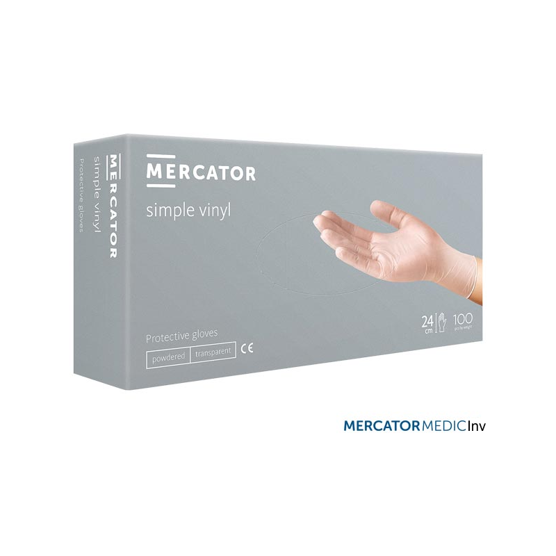 Rękawice winylowe transparentne XL (100 sztuk) MERCATOR MEDICAL EN420 do prac ochronnych i gospodarczych