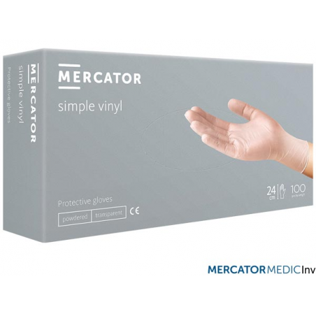 Rękawice winylowe transparentne XL (100 sztuk) MERCATOR MEDICAL EN420 do prac ochronnych i gospodarczych