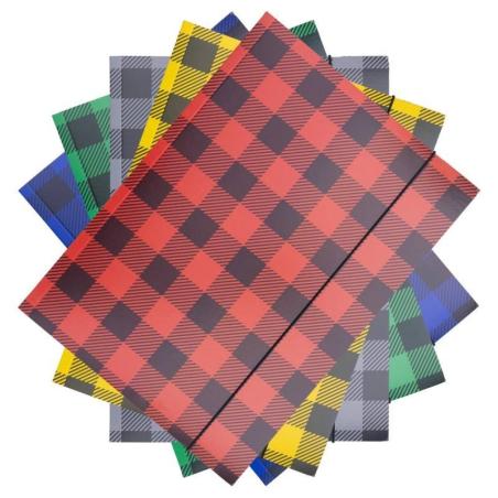PAKIET Teczka z gumką OFFICE PRODUCTS, karton/lakier, A4, 320gsm, 3-skrz., mix kolorów w kratę