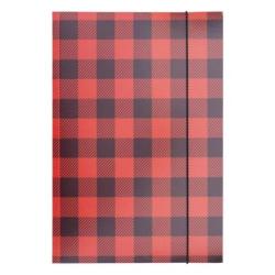 PAKIET Teczka z gumką OFFICE PRODUCTS, karton/lakier, A4, 320gsm, 3-skrz., mix kolorów w kratę