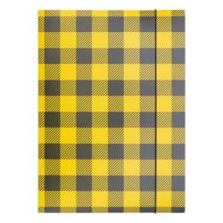 PAKIET Teczka z gumką OFFICE PRODUCTS, karton/lakier, A4, 320gsm, 3-skrz., mix kolorów w kratę