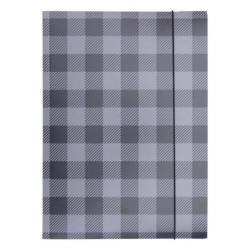PAKIET Teczka z gumką OFFICE PRODUCTS, karton/lakier, A4, 320gsm, 3-skrz., mix kolorów w kratę
