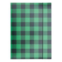PAKIET Teczka z gumką OFFICE PRODUCTS, karton/lakier, A4, 320gsm, 3-skrz., mix kolorów w kratę