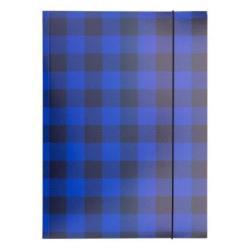 PAKIET Teczka z gumką OFFICE PRODUCTS, karton/lakier, A4, 320gsm, 3-skrz., mix kolorów w kratę