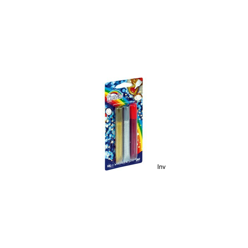 Klej brokatowy Fiorello 3 kolory x 13 ml dekoracyjny bezbarwny