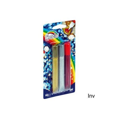 Klej brokatowy Fiorello 3 kolory x 13 ml dekoracyjny bezbarwny