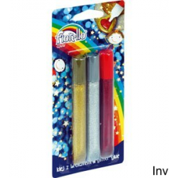 Klej brokatowy Fiorello 3 kolory x 13 ml dekoracyjny bezbarwny