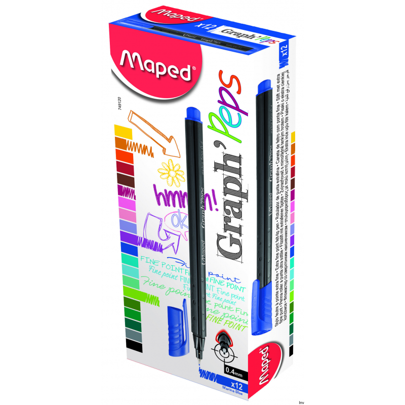 Cienkopis niebieski GraphPeps 0,4 mm Maped z metalową końcówką i ergonomicznym kształtem