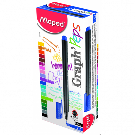 Cienkopis niebieski GraphPeps 0,4 mm Maped z metalową końcówką i ergonomicznym kształtem
