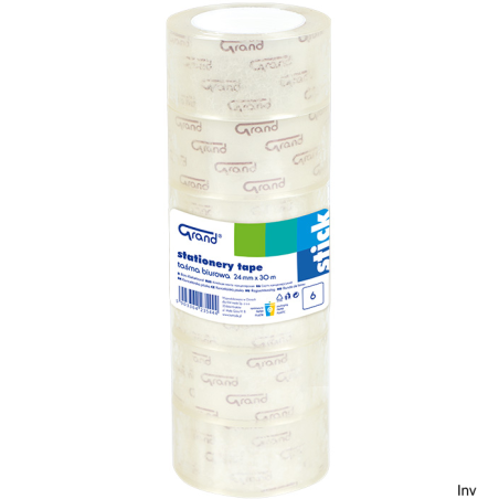 Taśma biurowa przezroczysta Grand 24mm x 30m opakowanie 6 sztuk