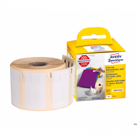 Etykiety uniwersalne Avery Zweckform 32x57 mm, białe, usuwalne, 500 sztuk w rolce
