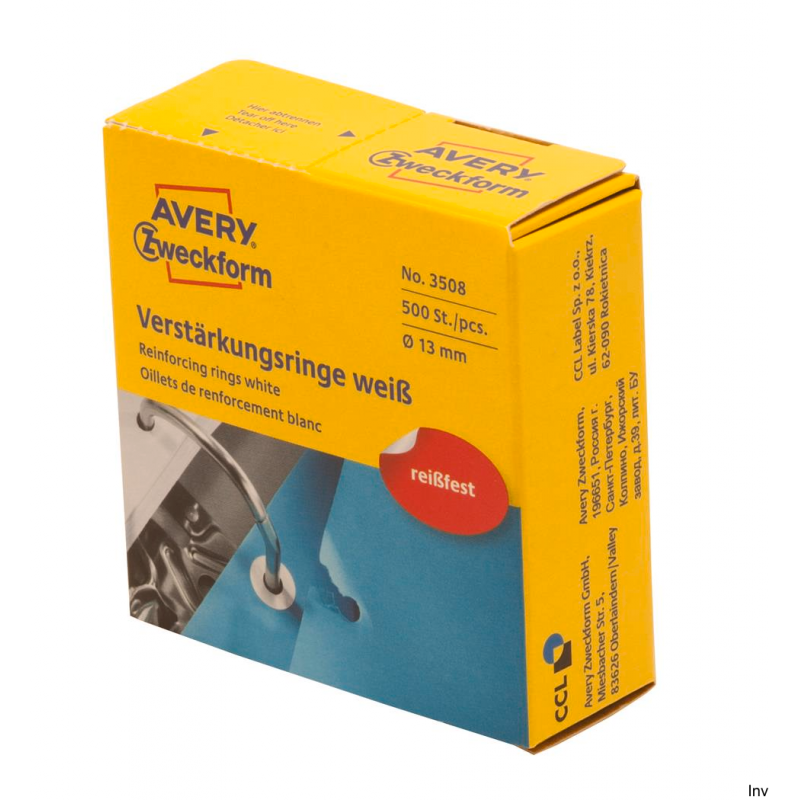 Pierścienie wzmacniające białe Q13 3508 w rolce 500 sztuk Avery Zweckform