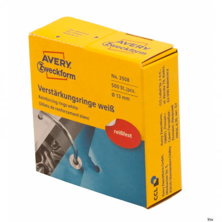 Pierścienie wzmacniające białe Q13 3508 w rolce 500 sztuk Avery Zweckform