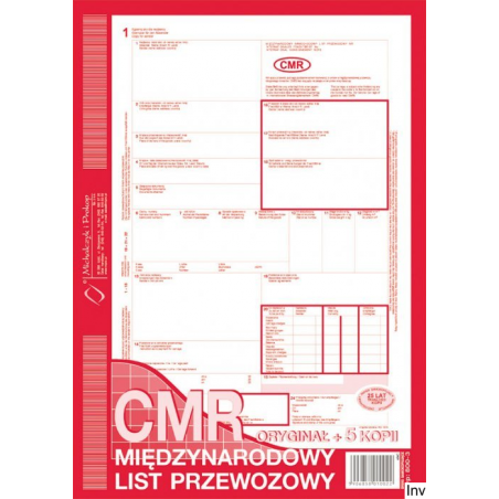 Michalczyk i Prokop CMR Międzynarodowy list przewozowy A4 78 kartek numerowany 1+5