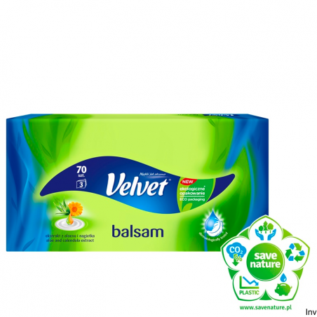 Chusteczki Velvet Balsam z Aloesem i Nagietkiem 70 sztuk 3 warstwy