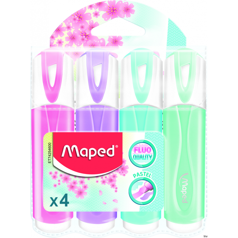 Maped Zakreślacze FLUO PEPS pastel mix 4 sztuki w etui