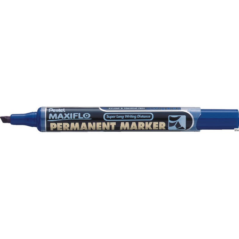Marker permanentny PENTEL MAXIFLO NLF60 niebieski ścięty z tłoczkiem, grubość linii 4,3-4,9 mm, długość pisania 1100 m