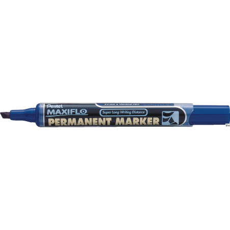 Marker permanentny PENTEL MAXIFLO NLF60 niebieski ścięty z tłoczkiem, grubość linii 4,3-4,9 mm, długość pisania 1100 m