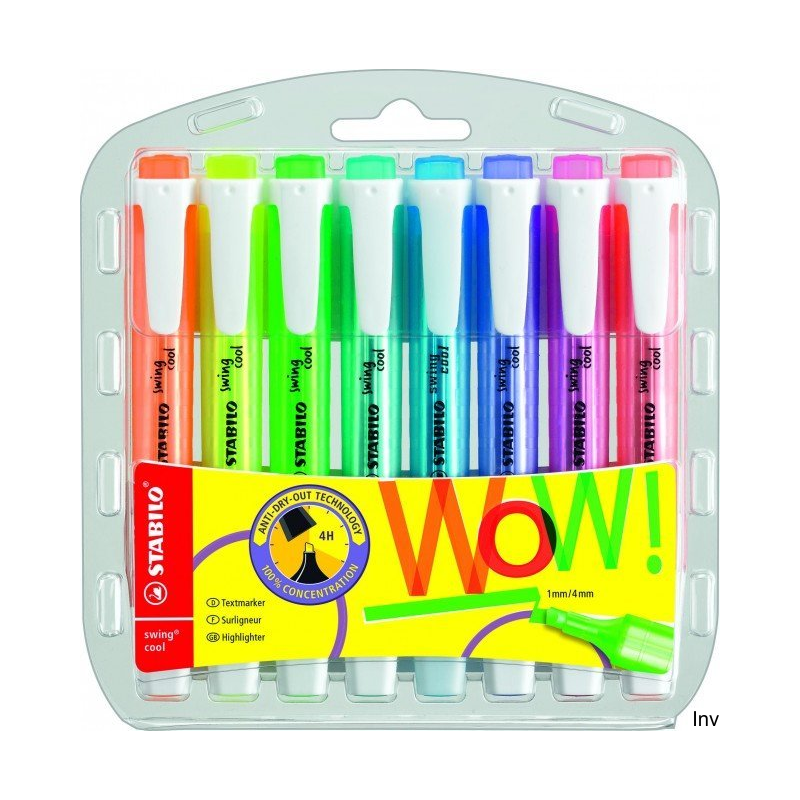 Zakreślacz STABILO SWING COOL zestaw 8 sztuk w etui fluorescencyjnych kolorów