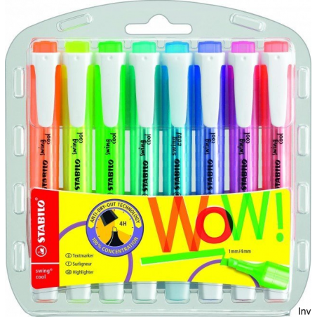 Zakreślacz STABILO SWING COOL zestaw 8 sztuk w etui fluorescencyjnych kolorów