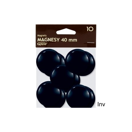 Magnesy magnetyczne czarne 40 mm, opakowanie 10 sztuk, Grand