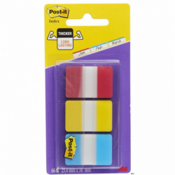 Zakładki indeksujące Post-It 3M, 38x25mm, PP, 3x22 sztuki, mix kolorów, do archiwizacji