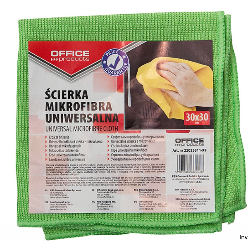 Ścierka uniwersalna mikrofibra 30x30 cm mix kolorów Office Products, chłonna, antybakteryjna, do czyszczenia AGD i powierzchni s