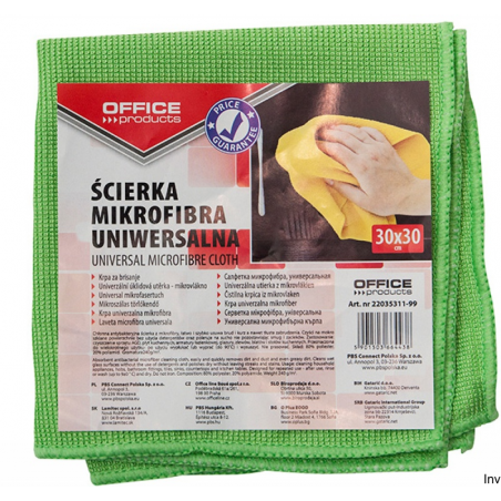 Ścierka uniwersalna mikrofibra 30x30 cm mix kolorów Office Products, chłonna, antybakteryjna, do czyszczenia AGD i powierzchni s