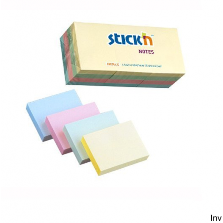 Bloczki samoprzylepne StickN 38x51 mm pastelowe 12 sztuk x 100 kartek