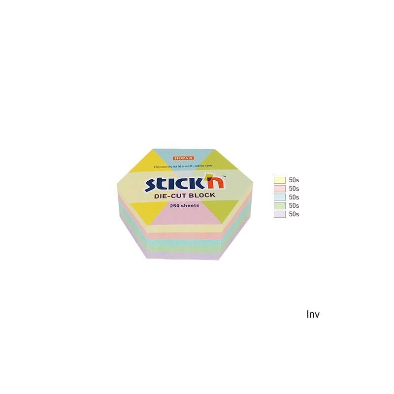 StickN Notes sześciokątne 61x70mm mix 5 kolorów pastelowych 250 karteczek