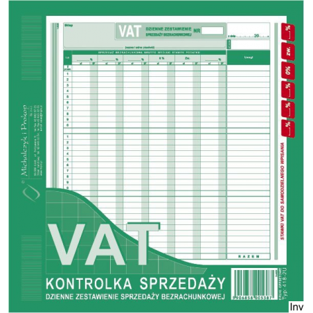 Kontrolka Sprzedaży VAT 2/3 A4 Michalczyk i Prokop