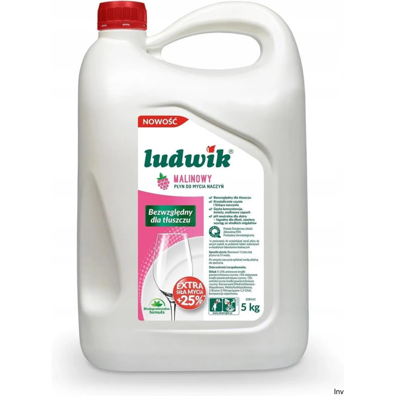 LUDWIK Płyn do naczyń 5l malinowy