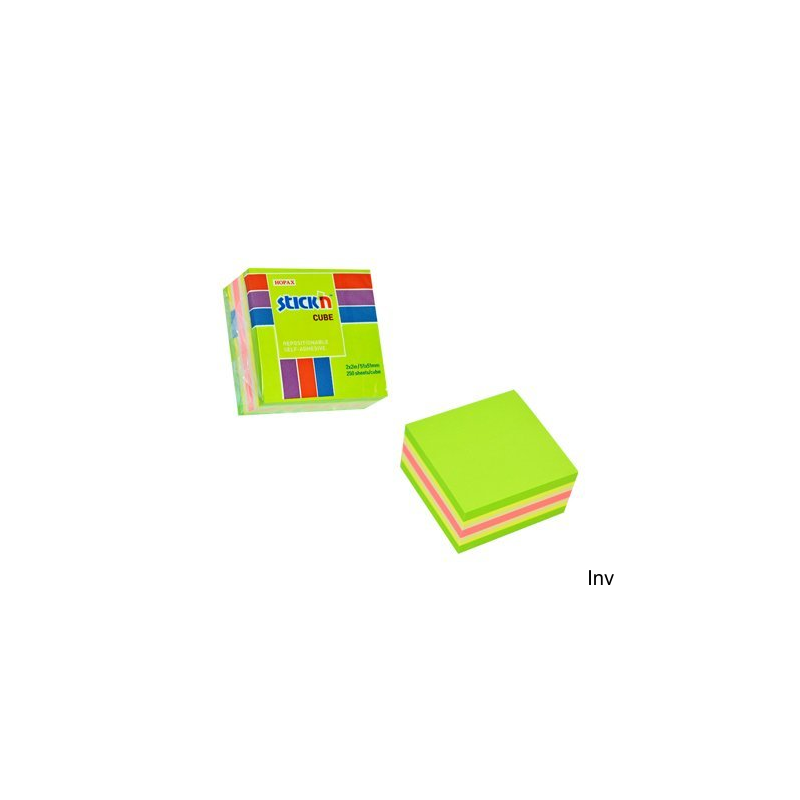 Bloczek samoprzylepny StickN 51x51 mm zielony-mix neon i pastelowy 21534