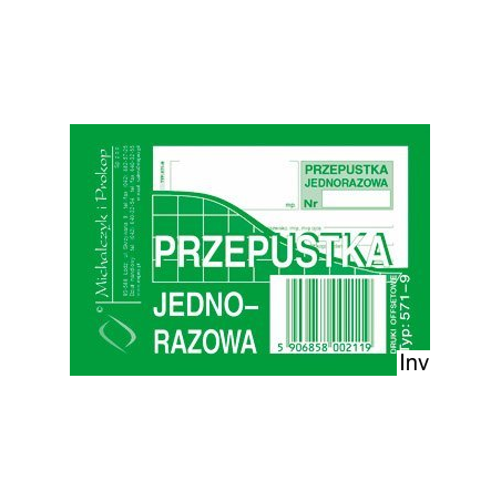 571-9 PJ Przepust.jednor.A7(80 MICHALCZYK I PROKOP