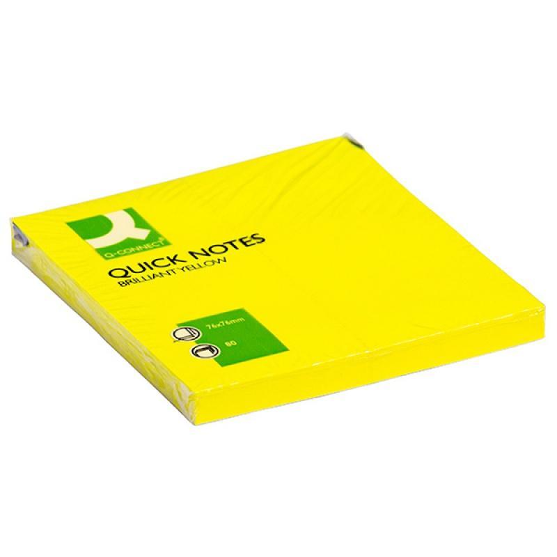 PAKIET Bloczek samoprzylepny Q-CONNECT Brilliant, 76x76mm, 1x80 kart., żółty