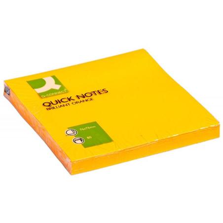 PAKIET Bloczek samoprzylepny Q-CONNECT Brilliant, 76x76mm, 1x80 kart., pomarańczowy