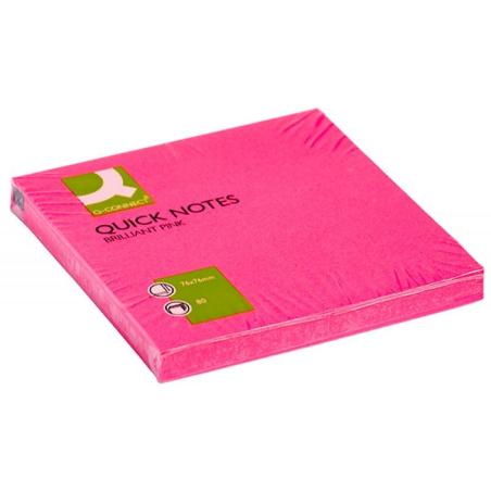 PAKIET Bloczek samoprzylepny Q-CONNECT Brilliant, 76x76mm, 1x80 kart., różowy