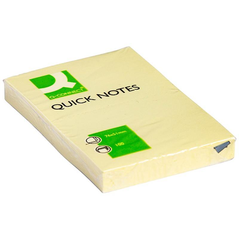 PAKIET Bloczek samoprzylepny Q-CONNECT, 51x76mm, 1x100 kart., jasnożółty