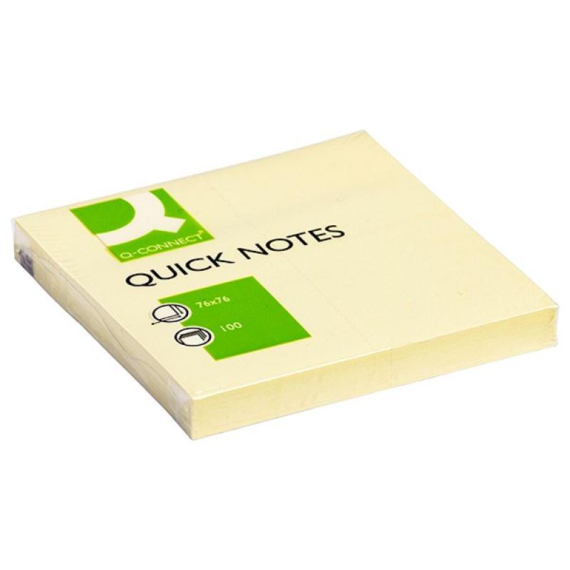 PAKIET Bloczek samoprzylepny Q-CONNECT, 76x76mm, 1x100 kart., jasnożółty
