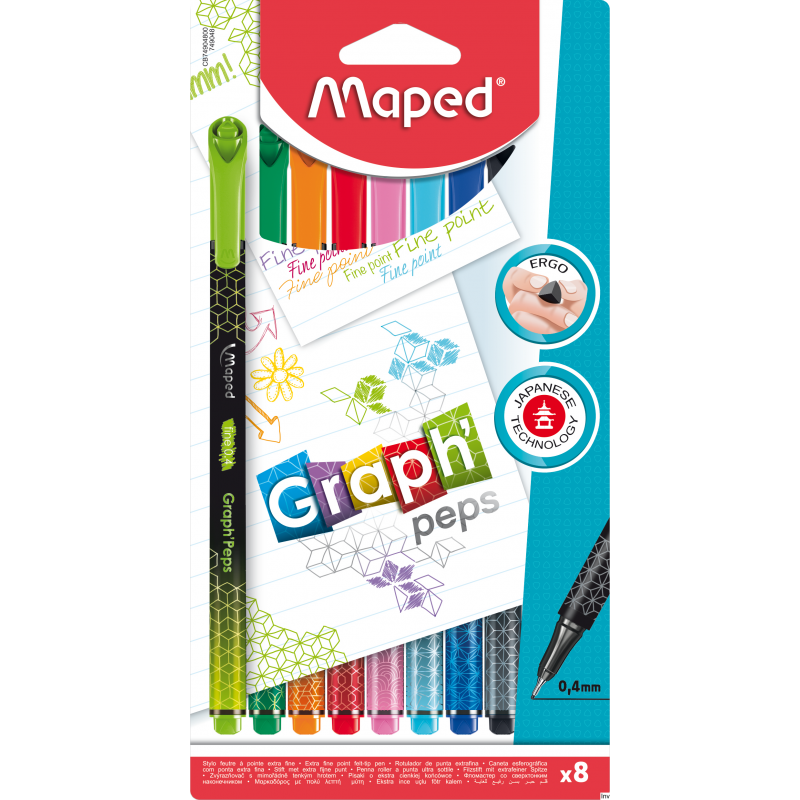 Cienkopis Maped GraphPeps Deco 0,4 mm 8 sztuk w blisterze