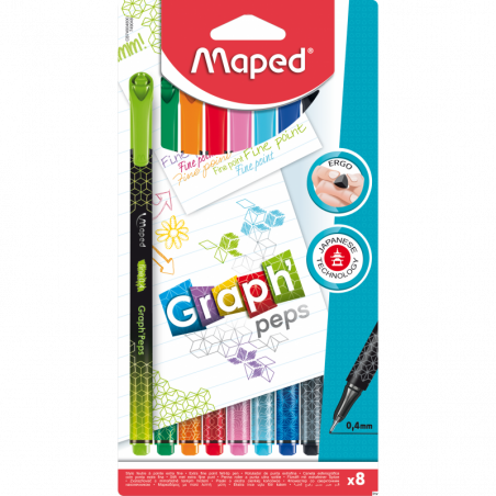 Cienkopis Maped GraphPeps Deco 0,4 mm 8 sztuk w blisterze