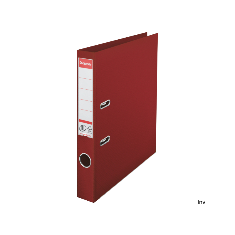 Segregator Esselte A4 50 mm bordowy z mechanizmem No.1, 500 kartek, wodoodporny, z etykietami