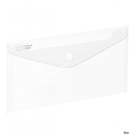 Teczka kopertowa na zatrzask DL biała Grand 225 x 124 mm polipropylenowa