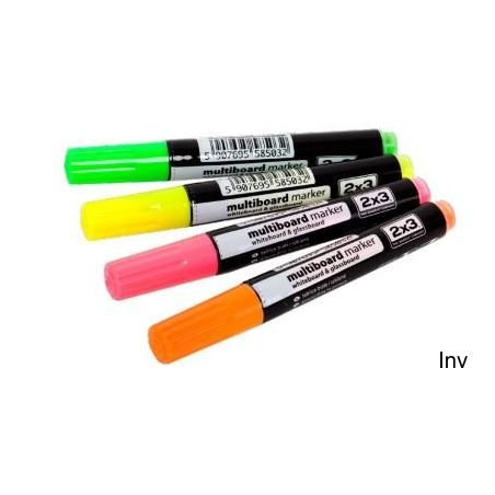 Markery suchościeralne 2x3 fluorescencyjne 4 sztuki w kolorach żółtym, pomarańczowym, zielonym i różowym