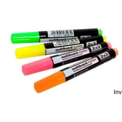 Markery suchościeralne 2x3 fluorescencyjne 4 sztuki w kolorach żółtym, pomarańczowym, zielonym i różowym