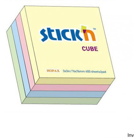 Bloczek samoprzylepny StickN 76x76 mm 400 kartek mix 4 pastelowe kolory