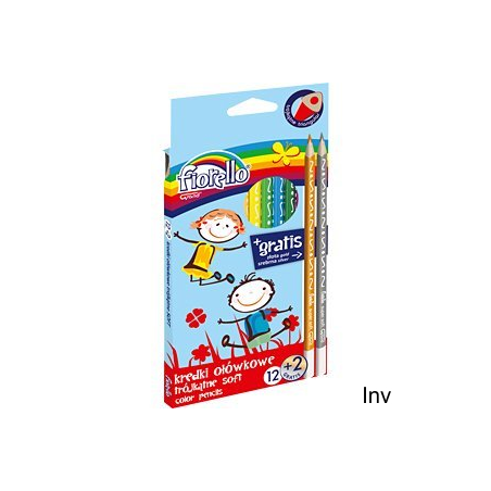 Kredki ołówkowe Fiorello Super Soft, 12 kolorów trójkątnych, miękki grafit