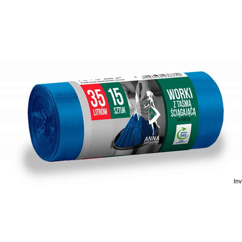Worki na śmieci 35l niebieskie 15 sztuk Stella z regranulatu, supermocne, do recyklingu