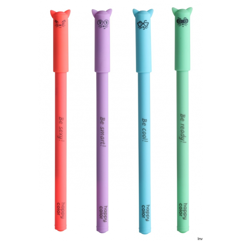 Długopis żelowy Happy Color Feelingi CATS, 0.5 mm, niebieski, wymienne wkłady