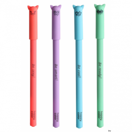Długopis żelowy Happy Color Feelingi CATS, 0.5 mm, niebieski, wymienne wkłady